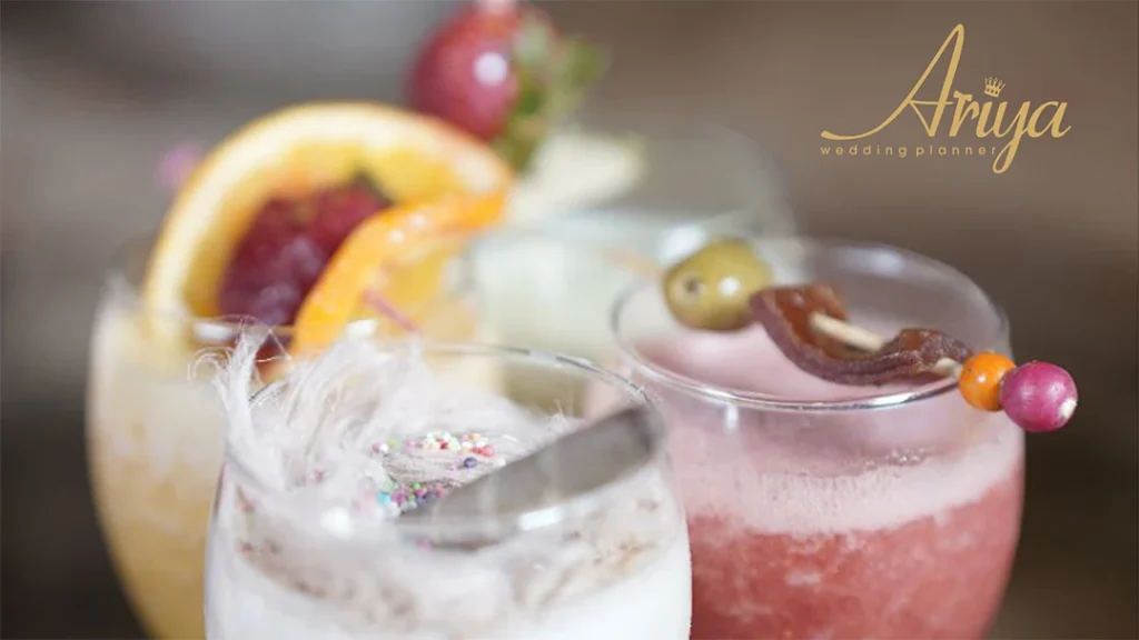 آب میوه طبیعی مراسم عروسی عقد تشریفات آریا با امیر نیاکانی