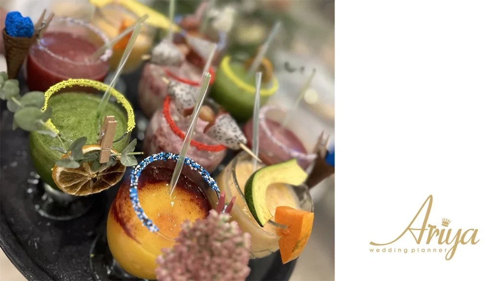 آب میوه طبیعی مراسم عروسی عقد تشریفات آریا با امیر نیاکانی